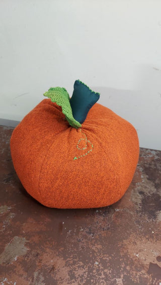 a.) 9.5" farmhouse cottage orange pumpkin decorative accent pillow - locally made