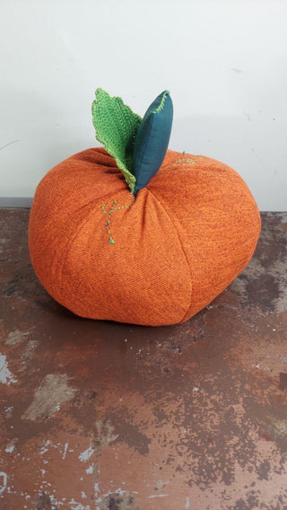 b.) 9.5" farmhouse cottage orange pumpkin decorative accent pillow - locally made