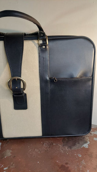 1960s Mod black & white luggage soft body case by Penguin Traveler for V.B. Handal & Bro (As-Is)