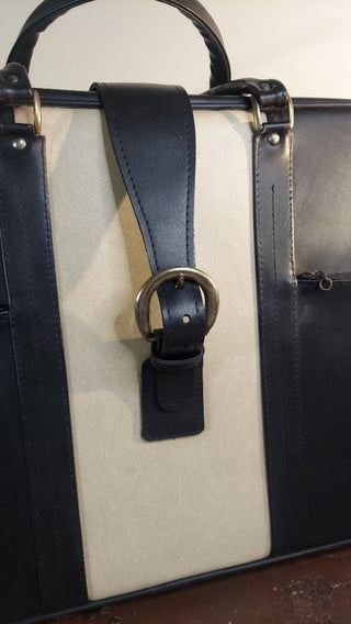 1960s Mod black & white luggage soft body case by Penguin Traveler for V.B. Handal & Bro (As-Is)