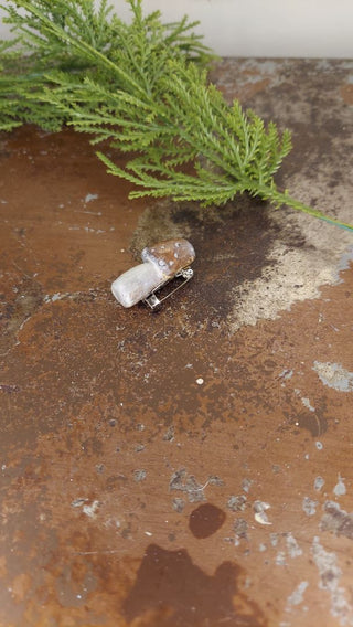 Medium Metallic Brown- Hand painted - Mushroom Pin Brooch Plaster - Artist Original AS-IS