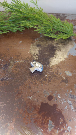 Mini Blue - Hand painted - Mushroom Pin Brooch Plaster - Artist Original AS-IS