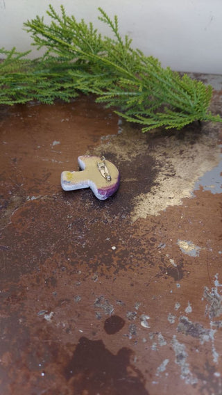 Med Purple - Hand painted - Mushroom Pin Brooch Plaster - Artist Original AS-IS