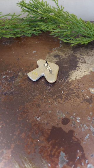 LG Orange - Hand painted - Mushroom Pin Brooch Plaster - Artist Original AS-IS