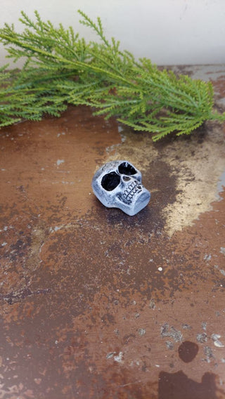 mini skull - Hand painted Pin Brooch Plaster - Artist Original AS-IS