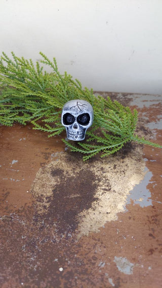 mini skull - Hand painted Pin Brooch Plaster - Artist Original AS-IS