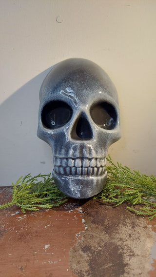 Artist Original - Life Size Skull Face Plaster Wall Mount Sculpture - Hand Painted & Glow in dark UV blacklight reactive, AS-IS