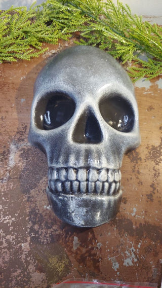 Artist Original - Life Size Skull Face Plaster Wall Mount Sculpture - Hand Painted & Glow in dark UV blacklight reactive, AS-IS