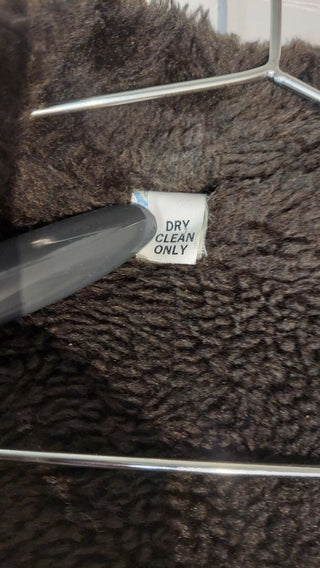 1974 Western Faux Fur Collar & Lined Tan Double Breasted Coat, size large, easily Tailored jacket