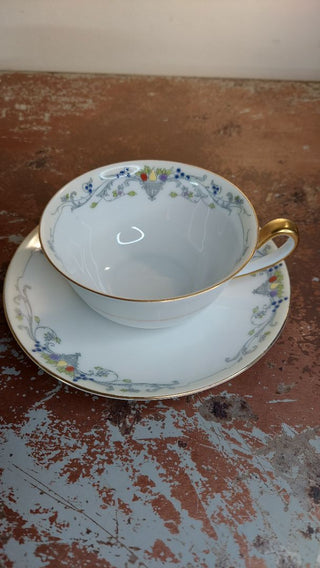 Golden West - Flat Cup & Saucer Set (2pc) by Tirschenreuth hand painted Bavaria