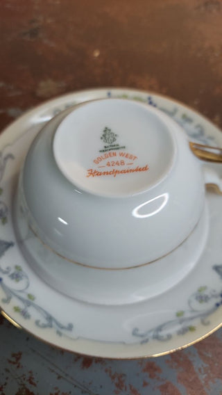 Golden West - Flat Cup & Saucer Set (2pc) by Tirschenreuth hand painted Bavaria