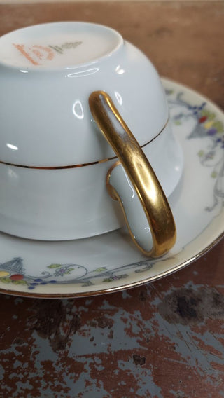 Golden West - Flat Cup & Saucer Set (2pc) by Tirschenreuth hand painted Bavaria