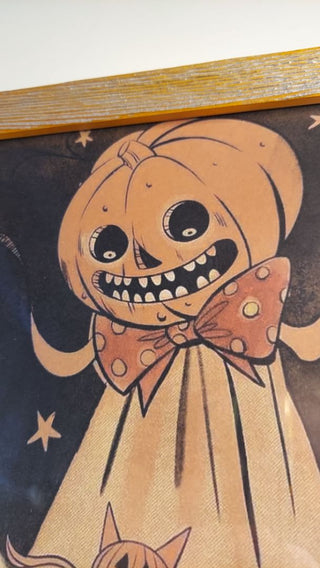 Retro Halloween celebration scene - rustic framed print