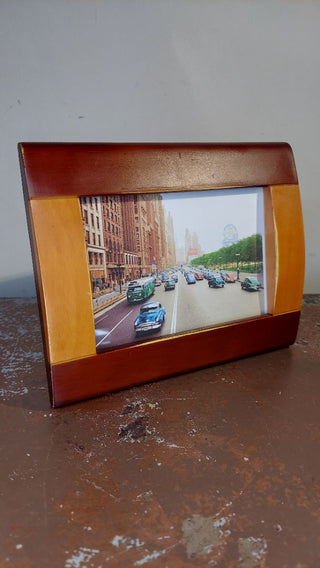 1950s View of Michigan and Monroe Chicago. framed Colorized Photograph Print