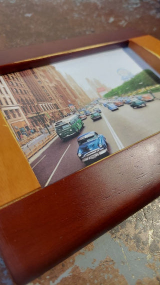 1950s View of Michigan and Monroe Chicago. framed Colorized Photograph Print