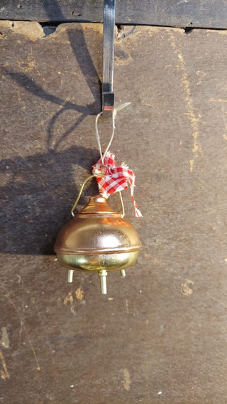 1960s miniature copper cauldron Christmas ornament