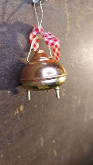 1960s miniature copper cauldron Christmas ornament