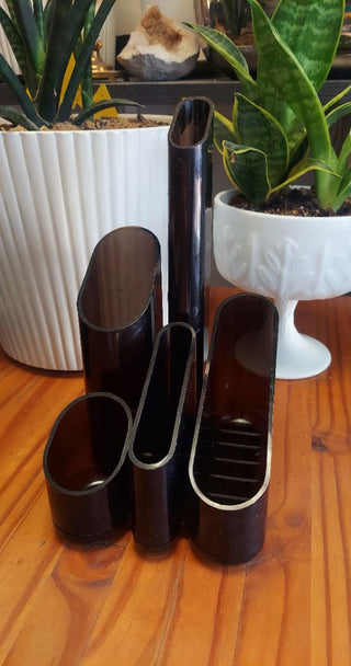 1985 Desk Organizer by Eldon Office Products - Vintage Storage Desk Plastic Smokey Black Artist Design Price is Firm