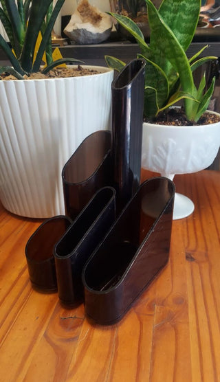 1985 Desk Organizer by Eldon Office Products - Vintage Storage Desk Plastic Smokey Black Artist Design Price is Firm