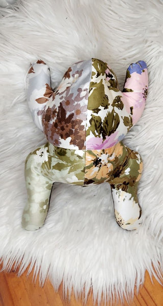 Pink - Frog Pillow made from 1967 Simplicity pattern and vintage cotton fabrics (ASIS)