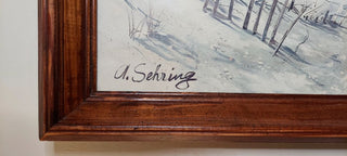 1975 "A Day At The Beach" framed lithograph by Adolf Sehring, vintage framed art