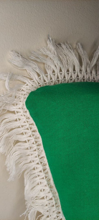 "I'm a Happy Camper" hippie smiley face 15"  throw pillow with fringe, custom - one of a kind (as - is)