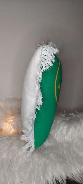 "I'm a Happy Camper" hippie smiley face 15"  throw pillow with fringe, custom - one of a kind (as - is)