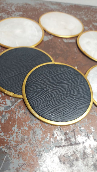 Vintage Mother of Pearl Shell Coaster Set of 6