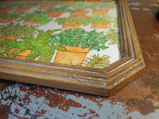 Folk Art Framed 1970s Terracotta Potted Houseplants Drawing Board Co Paper Art, wall art