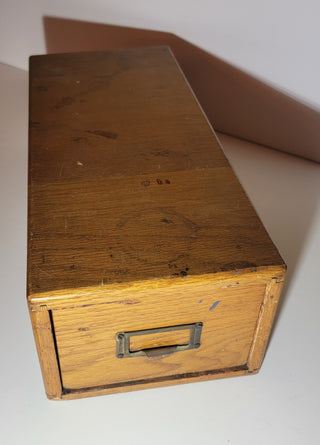 Oak card catalog box