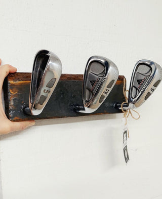 Rustic Golf Club Iron Wall Mount Coat Rack Wall Organizer, Three Iron Hangers