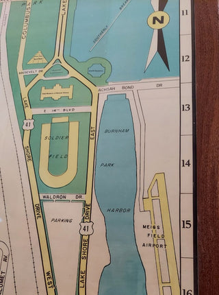 1978 "LOOP MAP Of CHICAGO" published by Geographia Map Co., Inc. copyrighted in MCMLXXVII - Framed (additional photos online) As-Is