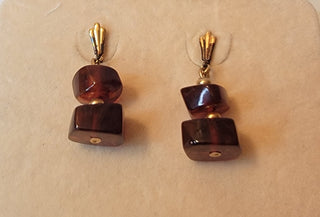 Amber screwback earrings 12k GF