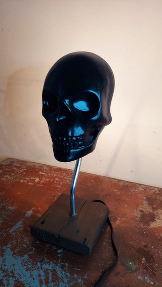 Artist Sculpted Half Skull Art Figurine Table Lamp - As-Is