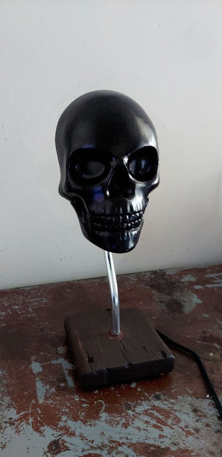 Artist Sculpted Half Skull Art Figurine Table Lamp - As-Is