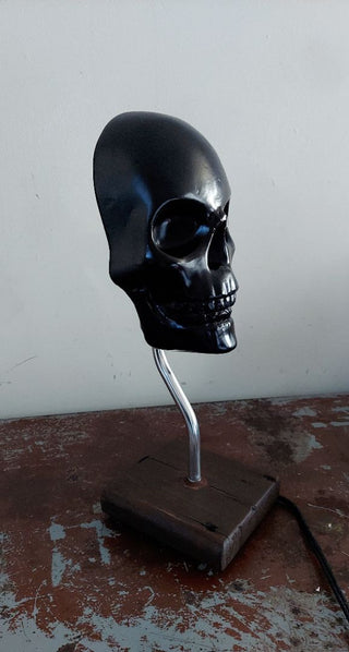 Artist Sculpted Half Skull Art Figurine Table Lamp - As-Is