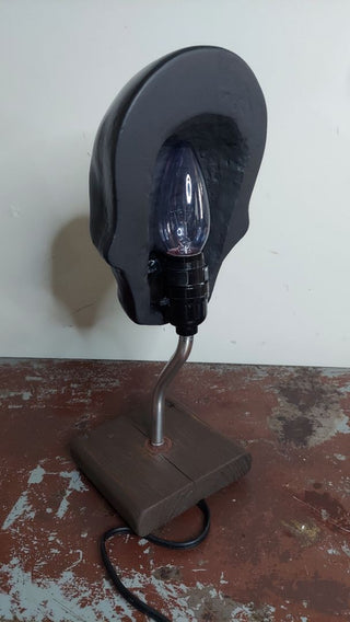 Artist Sculpted Half Skull Art Figurine Table Lamp - As-Is