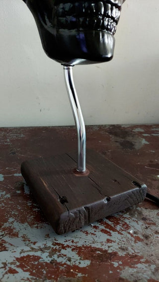 Artist Sculpted Half Skull Art Figurine Table Lamp - As-Is