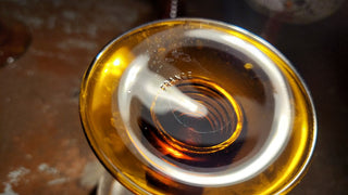 (4pc set) Mid-Century Luminarc FRANCE - Frosted Grapevine Crystal w/ Amber Stem Roemer Wine Glass By J.G. Durand & Cie. Cristal d’Arques France 22k gold rim