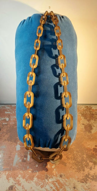 Rara Avis by Iris Apfel "Chained" necklace, tan resin. Designer chunky retro style necklace