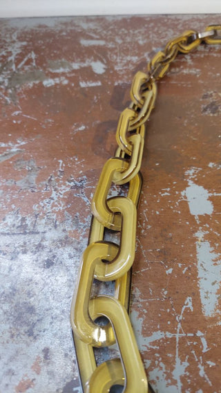 Rara Avis by Iris Apfel "Chained" necklace, tan resin. Designer chunky retro style necklace