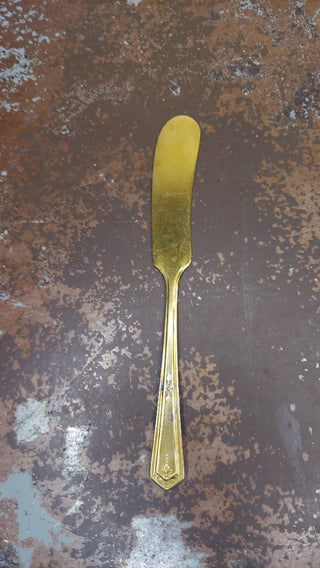 Butter knife - Gold Electroplate, Scrolls & Dots by DS As-Is