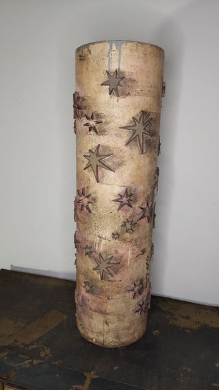 Midcentury atomic "starlight" design, cylinder printing block, textile wallpaper fabric roller print block - 23.5" As-Is