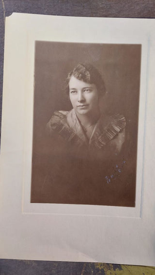 Antique Portrait of a Woman, beautiful and graceful, sepia tone and very detailed, signed by subject (circa 1920)