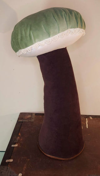 Boho Woodland Mushroom Home Decor - plush statue Made with Vintage textiles - Local Artisan Made (AS-IS)