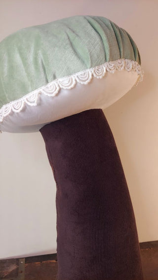 Boho Woodland Mushroom Home Decor - plush statue Made with Vintage textiles - Local Artisan Made (AS-IS)