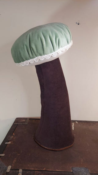 Boho Woodland Mushroom Home Decor - plush statue Made with Vintage textiles - Local Artisan Made (AS-IS)