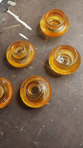 Modern Amber Candle Holder; fits tea lights and taper candles!