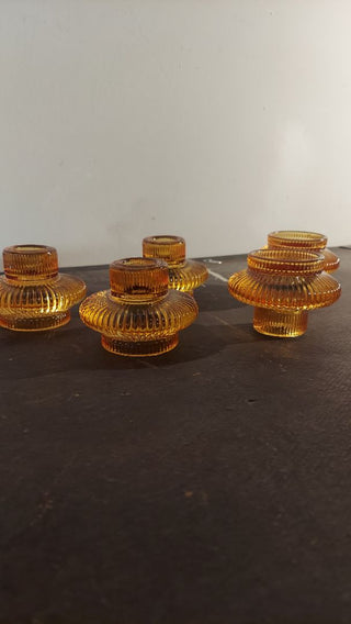 Modern Amber Candle Holder; fits tea lights and taper candles!