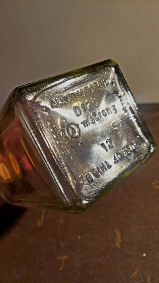 1958  "It's Been A Good Day's Sail" Liquor Decanter with Etched Ship Scooner on glass for Seagrams by Armstrong Glass Co.